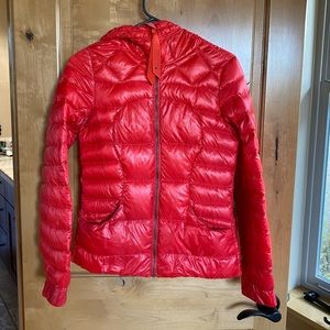 Red Lululemon goose down jacket